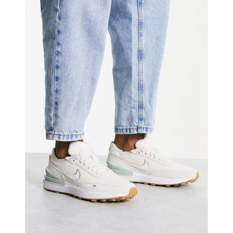 Nike Waffle One SE trainers in white borg and leather ASOS