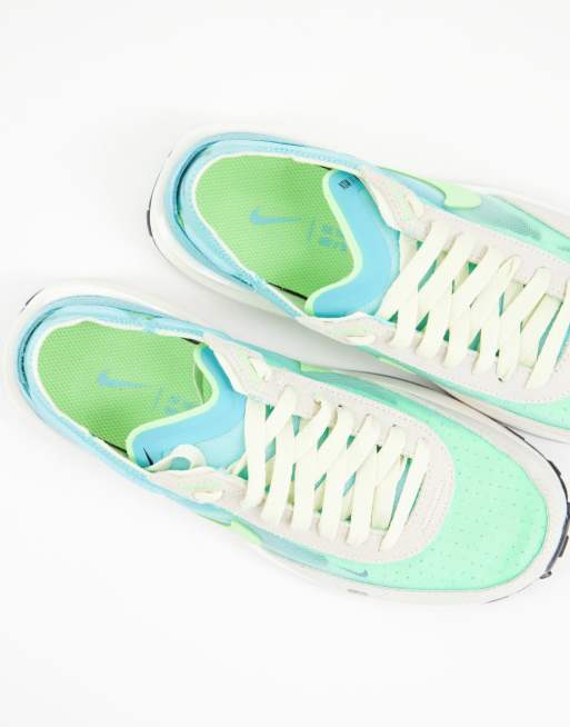 Nike - Waffle One - Sneakers blu e verde fluo, 3 di 4