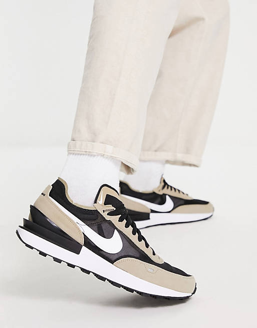 Nike waffle one sneakers in black and khaki | ASOS