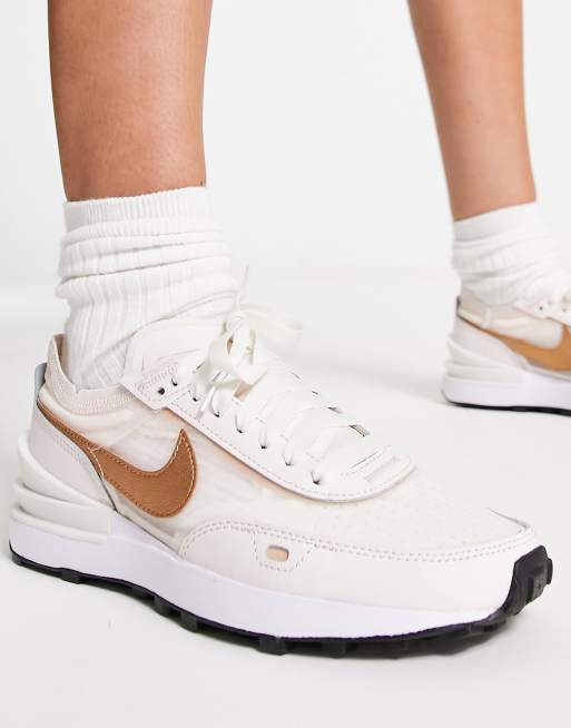 Nike Waffle One sneakers in light soft pink and metallic copper