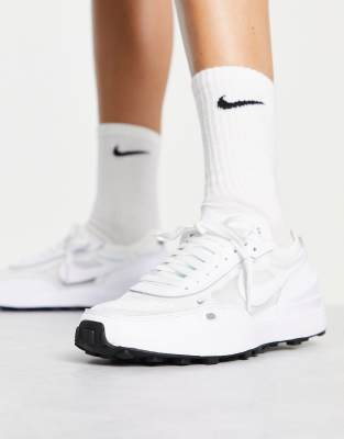 nike waffle all white