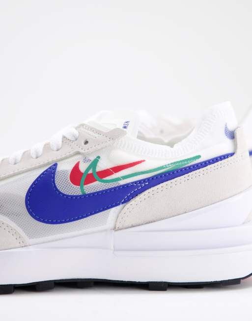 White nike trainers with cheap blue tick