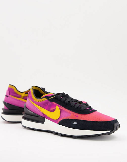 Shoes Trainers/Nike Waffle One trainers in black pink and orange 