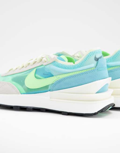 Lime green and hot sale blue nikes