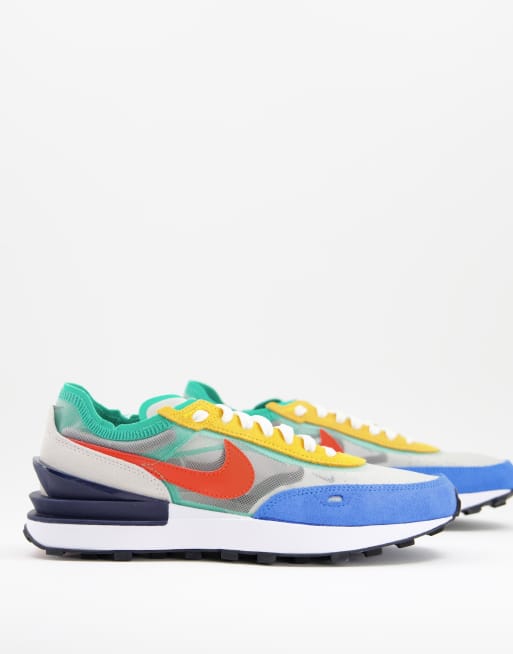 Nike Waffle One trainers in colourblock blue and yellow