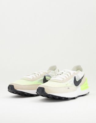Nike Waffle One trainers in off white black and volt - ASOS Price Checker