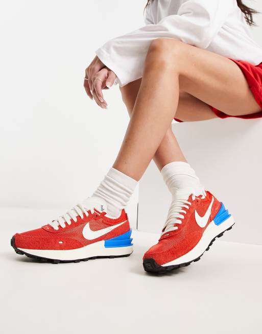 Nike - Waffle One - Vintage sneakers in rood en fotoblauw