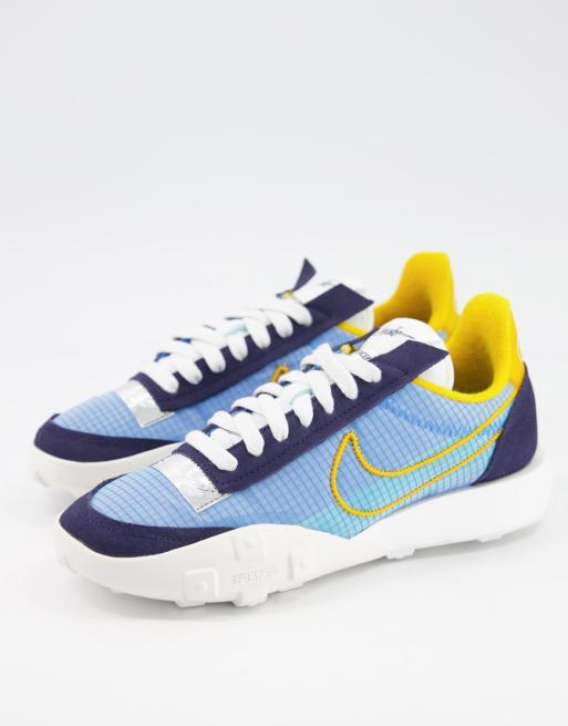 Nike Waffle Racer 2X trainers in blue tones and black | ASOS