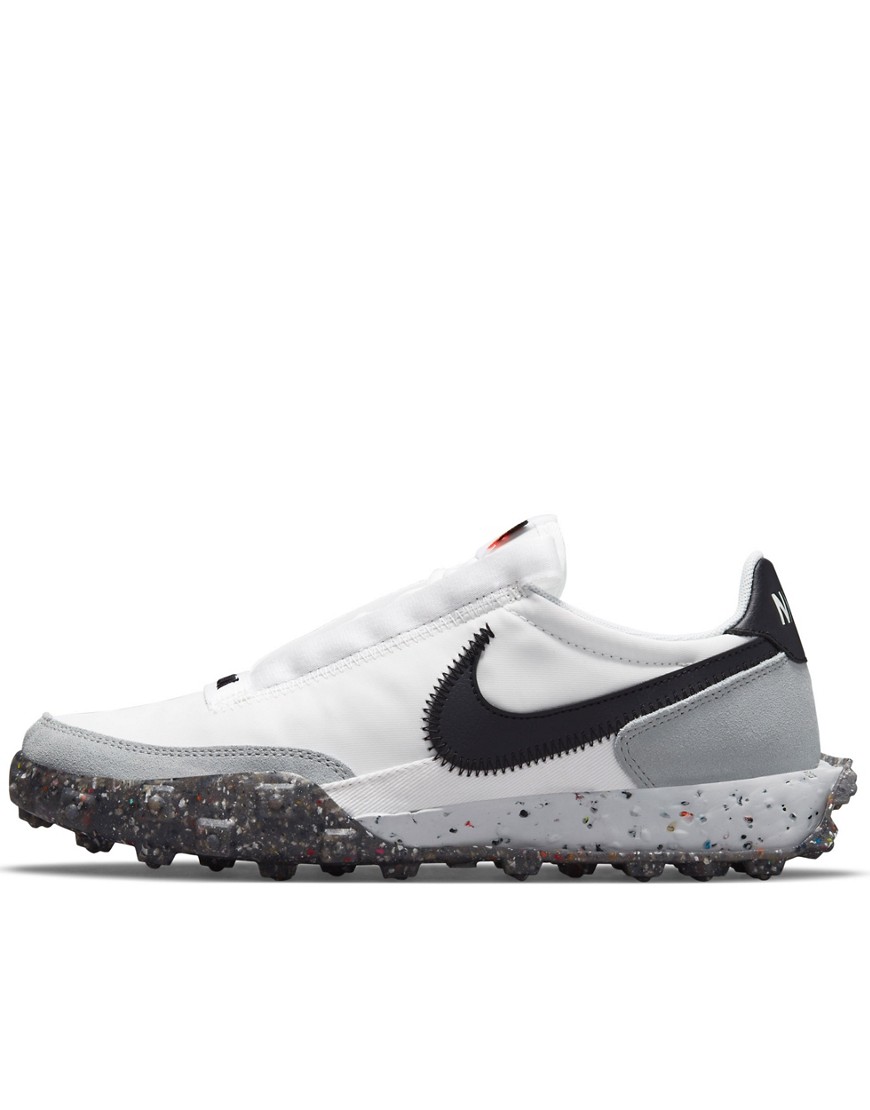 Nike Waffle Racer Crater sneakers in summit white/black