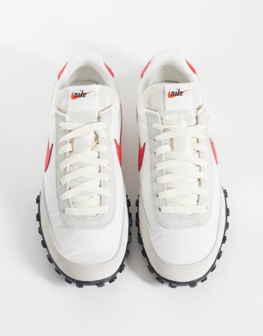 Nike Waffle Racer sneakers in white and red, 3 of 5
