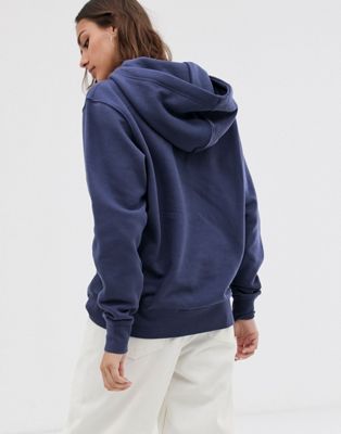nike dark blue mini swoosh oversized hoodie