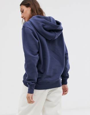 nike dark blue mini swoosh oversized hoodie