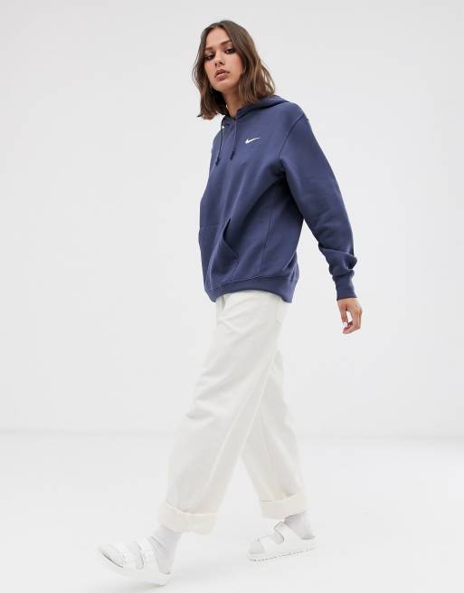 Never Pay Full Price for Nike Washed Blue Mini Swoosh Oversized Hoodie