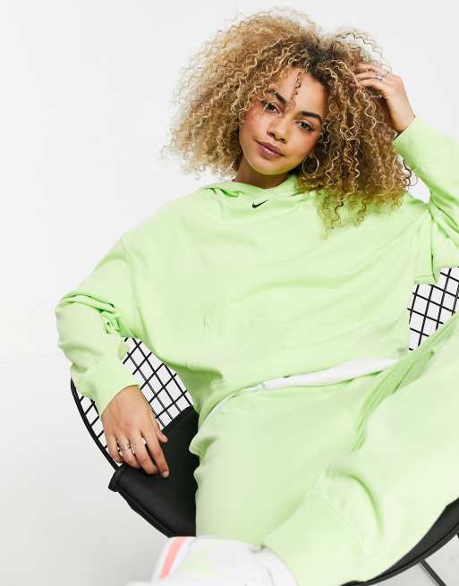 Nike mini swoosh oversized best sale boxy sweatshirt in green