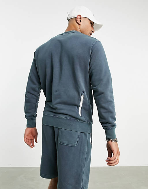 Tracksuits Nike Washed sweatshirt with embroidered logo in blue 