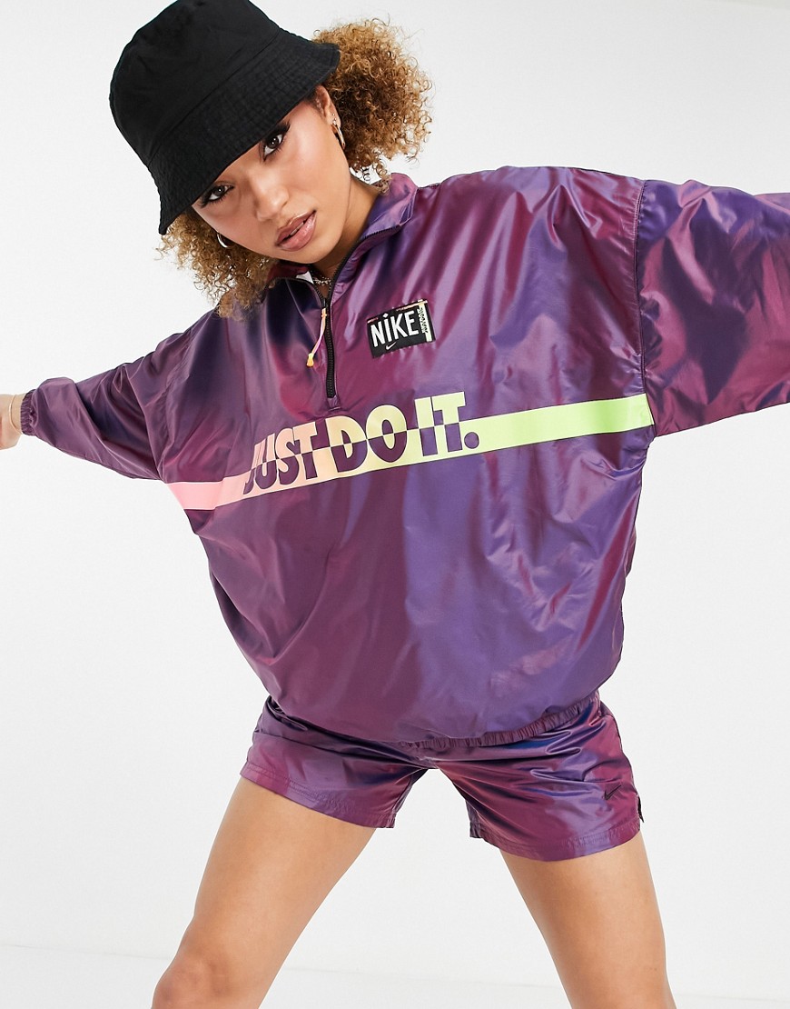 Nike washed woven festival jacket in purple and pink ombre
