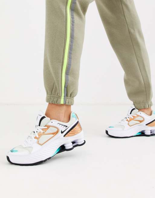 Nike white and Aqua Shox Enigma 9000 sneakers ASOS