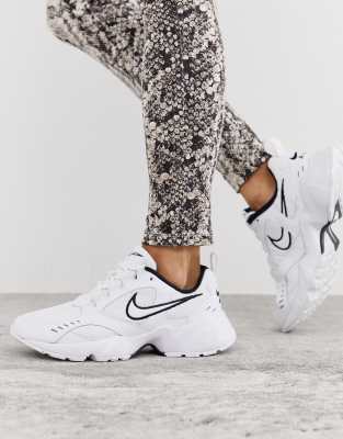 nike white and black air heights sneakers