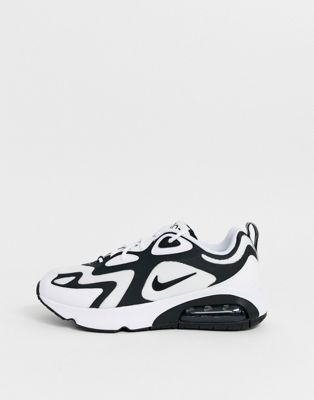 nike white and black air max 200 trainers