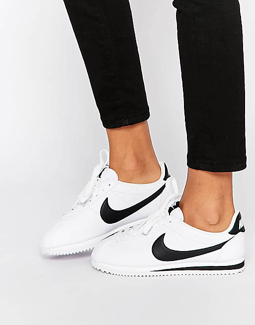Nike white and black classic cortez leather sneakers