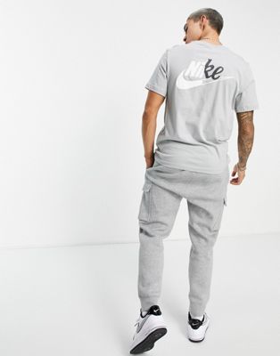 Nike white and black logo print t-shirt in grey