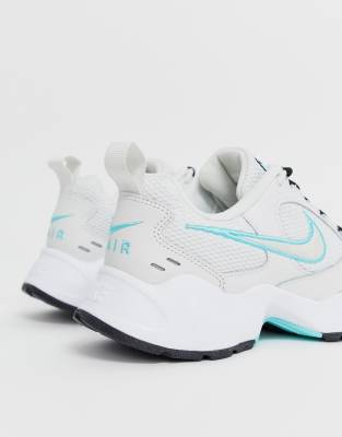 nike white and blue air heights sneakers