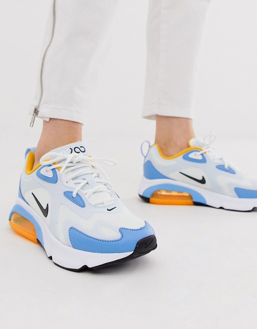 Nike White And Blue Air Max 200 Trainers