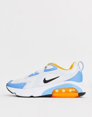 nike white and blue air max 200 trainers
