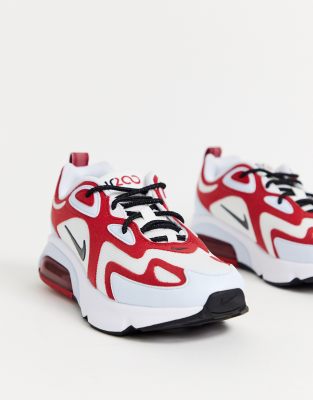 nike white and burgundy air max 200 trainers
