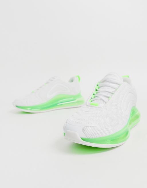 Nike white and on sale fluro green 720 trainers