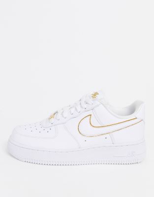 nike white & gold air force 1 07 trainers