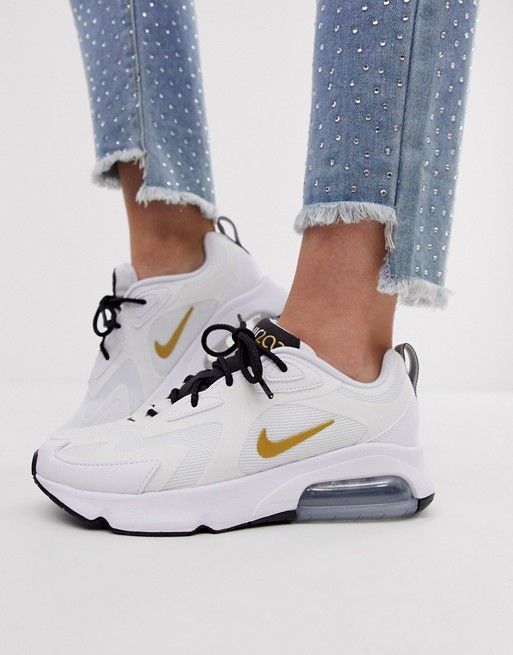 Nike white and gold Air Max 200 Sneakers