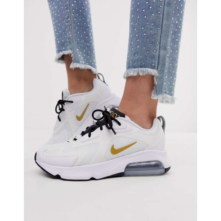 Air max 200 on sale women's white and gold