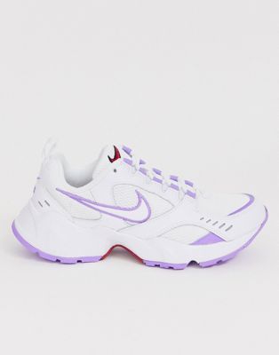 purple and white nike trainers
