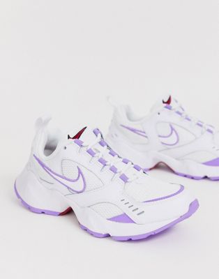 nike white and lilac air heights trainers