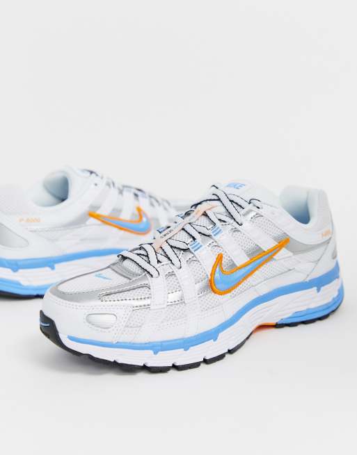 Nike white and metallic blue P 6000 Trainers