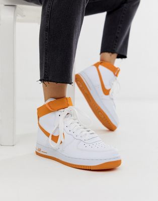 white and orange air force 1 high top