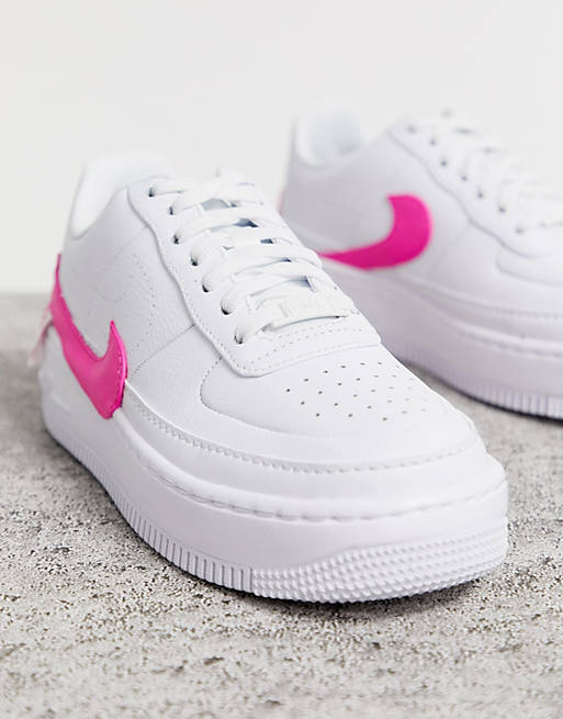 Nike white and pink air force 1 jester trainers