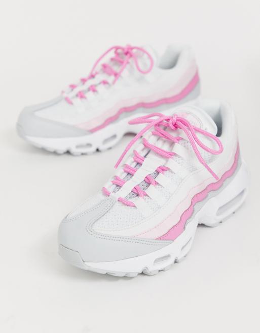 Nike white and pink sales air max 95 trainers