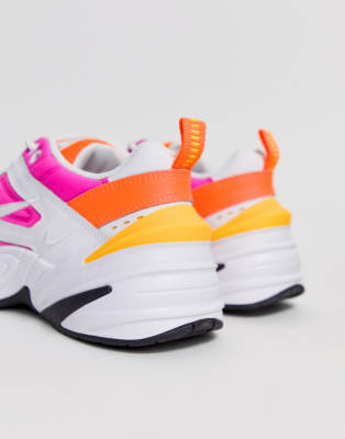 nike white and pink m2k tekno trainers