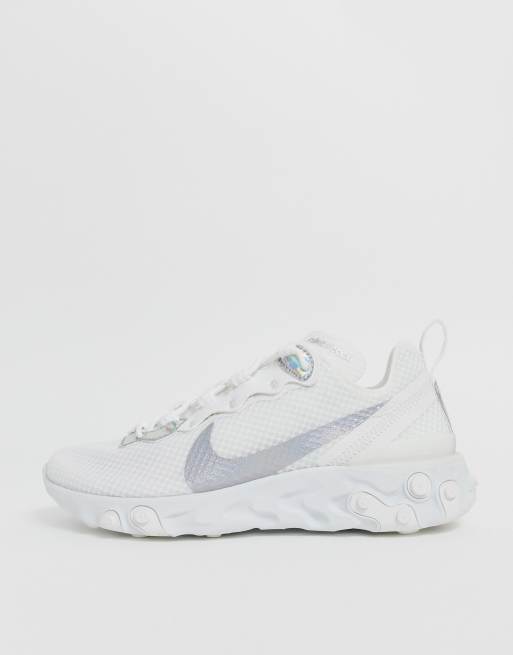 Nike White And Silver React Element 55 Trainers Asos