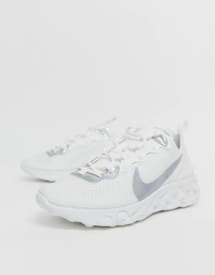 nike white and silver react element 55 trainers