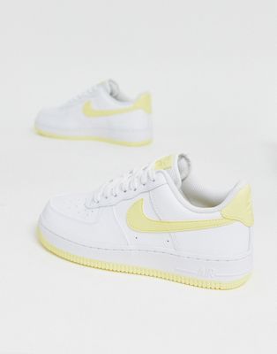 Nike White And Yellow Air Force 1 '07 Sneakers | ASOS