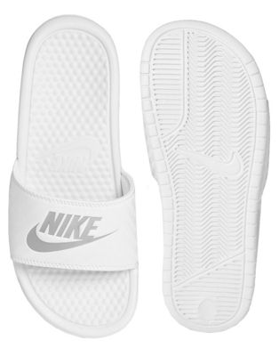 Nike White Benassi JDI Sliders | ASOS