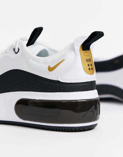 Nike white black and on sale gold air max dia trainers