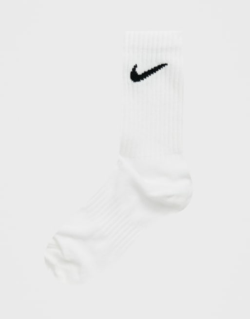 White nike socks 2025 with grey swoosh