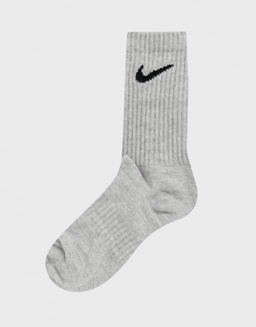 Nike white black and gray swoosh logo 3 pack crew socks