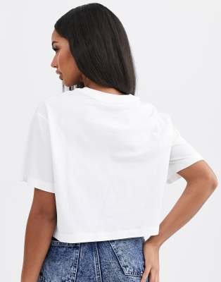 nike white mini swoosh crop top