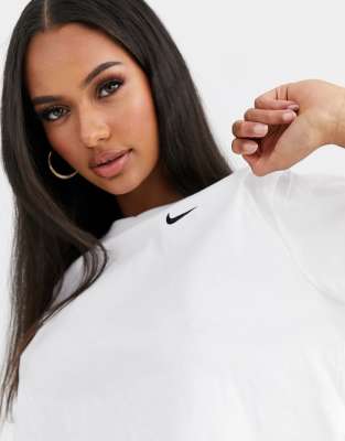 nike white mini swoosh crop top