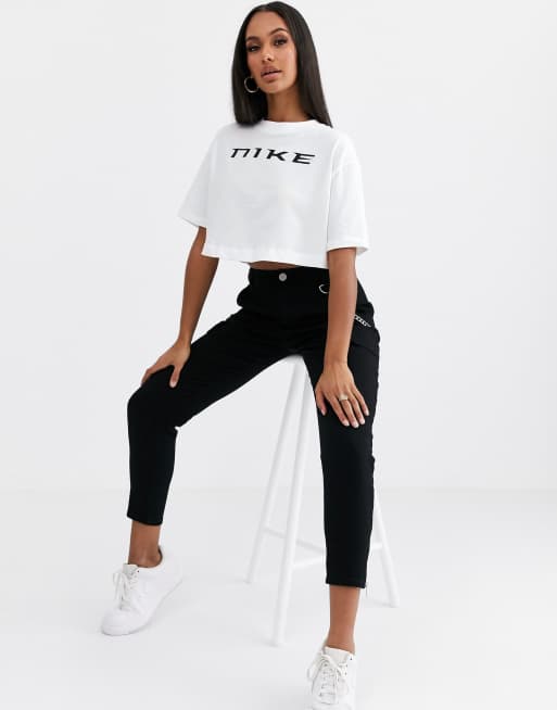 売れ筋商品|||ナイキ Tシャツ レディース トップス STREET CROP - Long sleeved top - white/black 13171341-1-white
